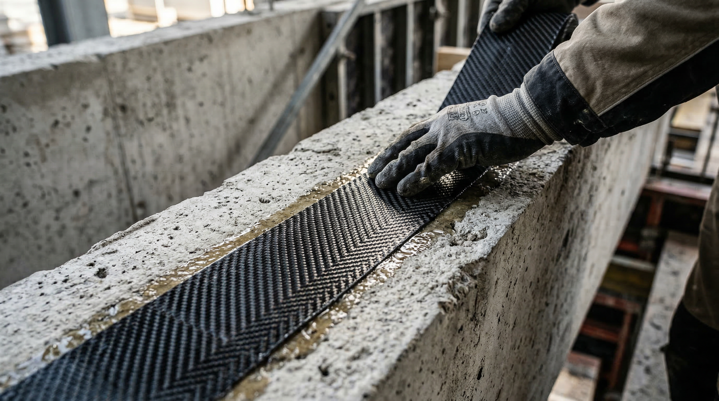 CFK-Verstärkung — Carbonfaser-Lamellen auf Betonbalken