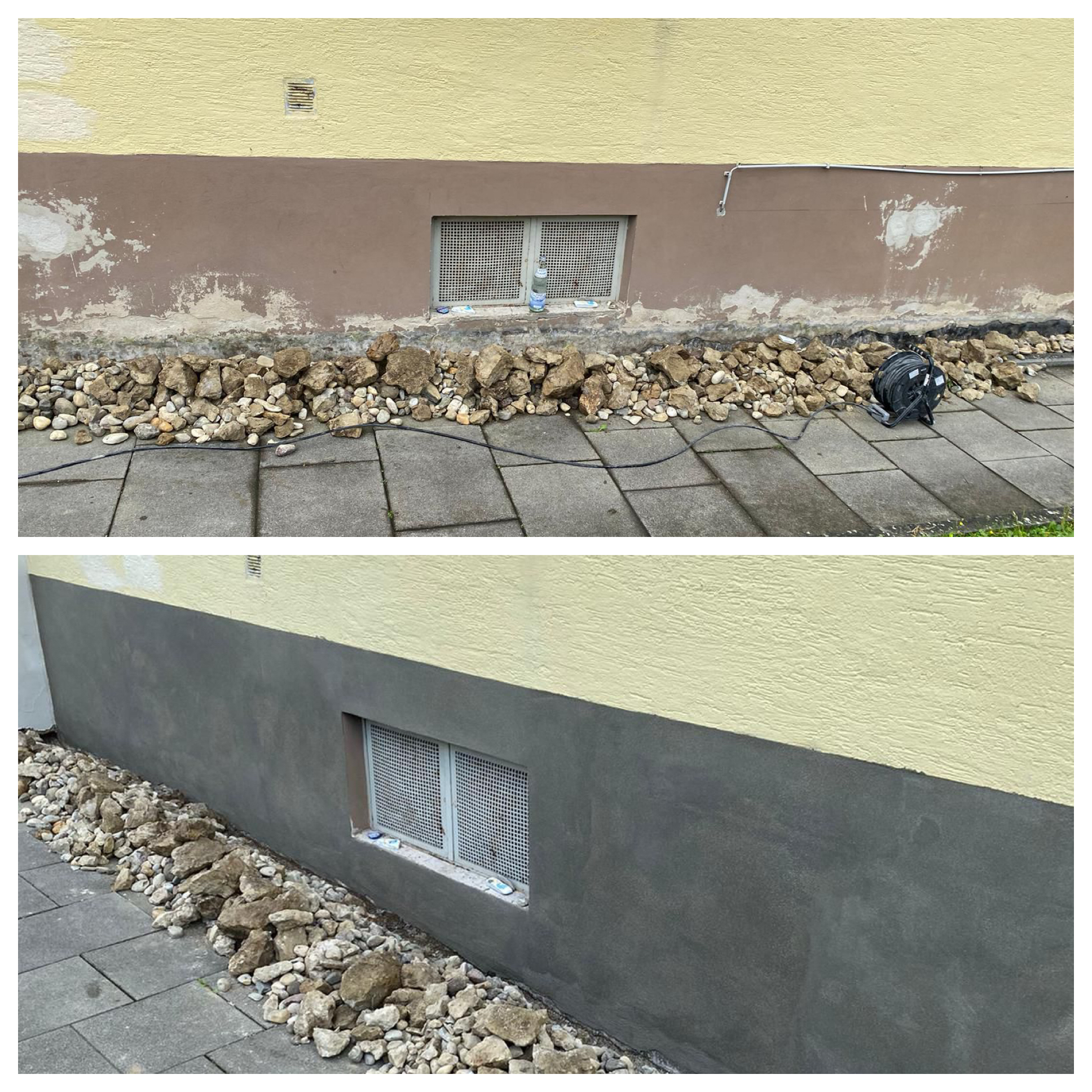 Sockelabdichtung Vorher/Nachher